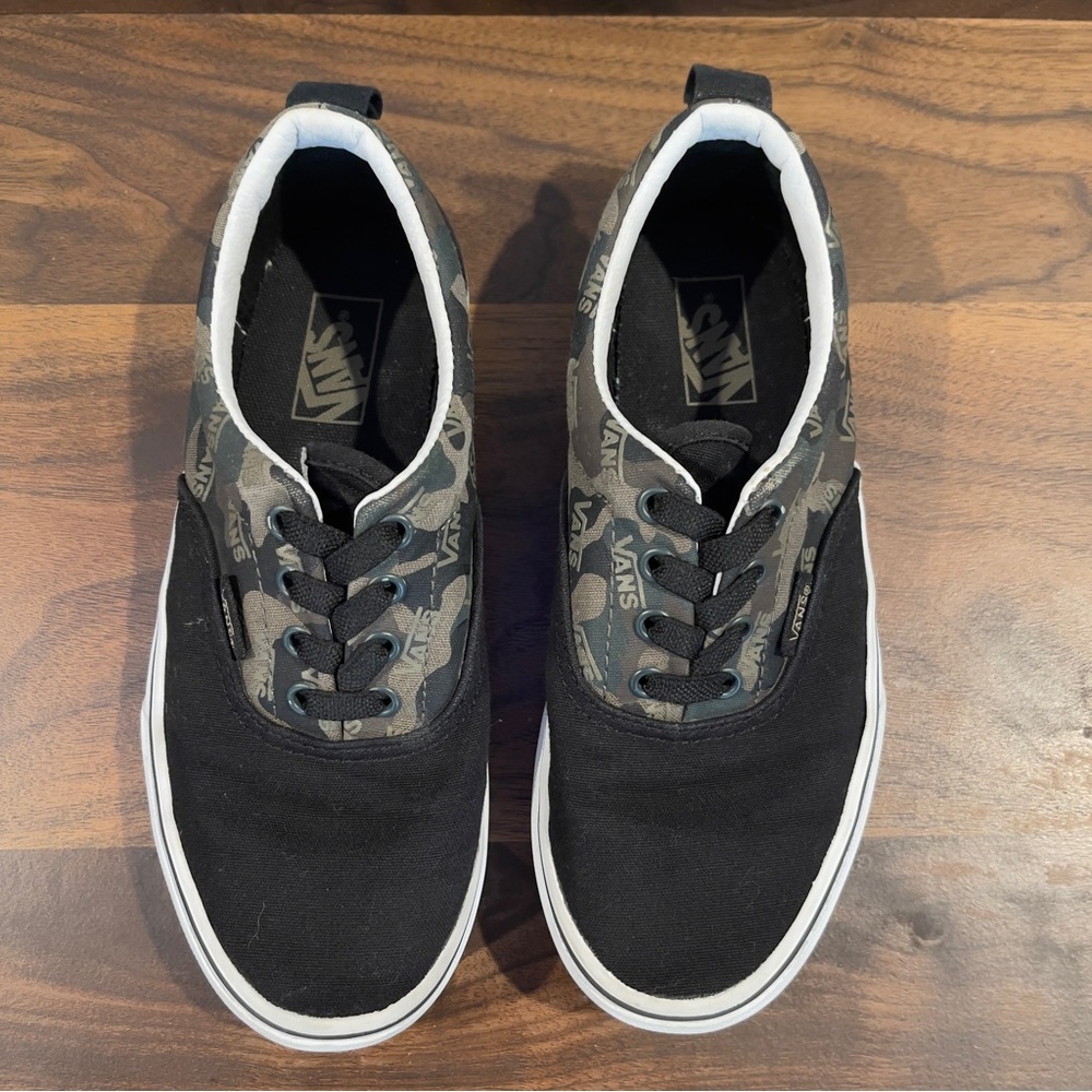 Vans Shoes Kids Black & Camo Size 3 - Picture 2 of 9